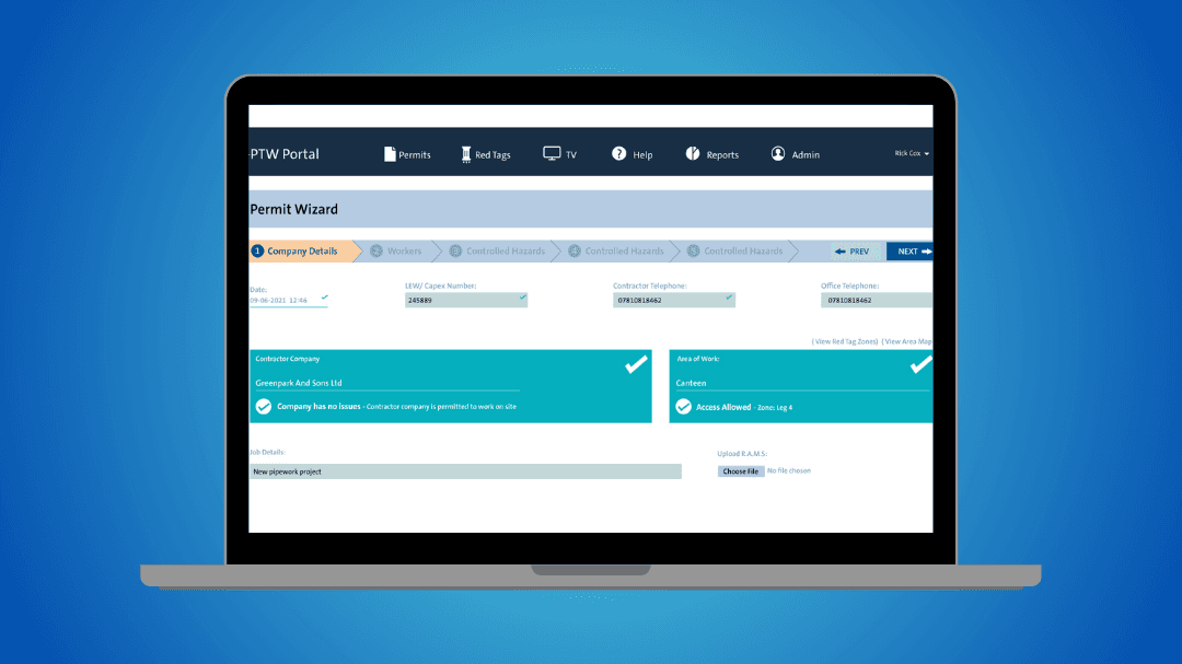 Electronic Permit to Work system interface