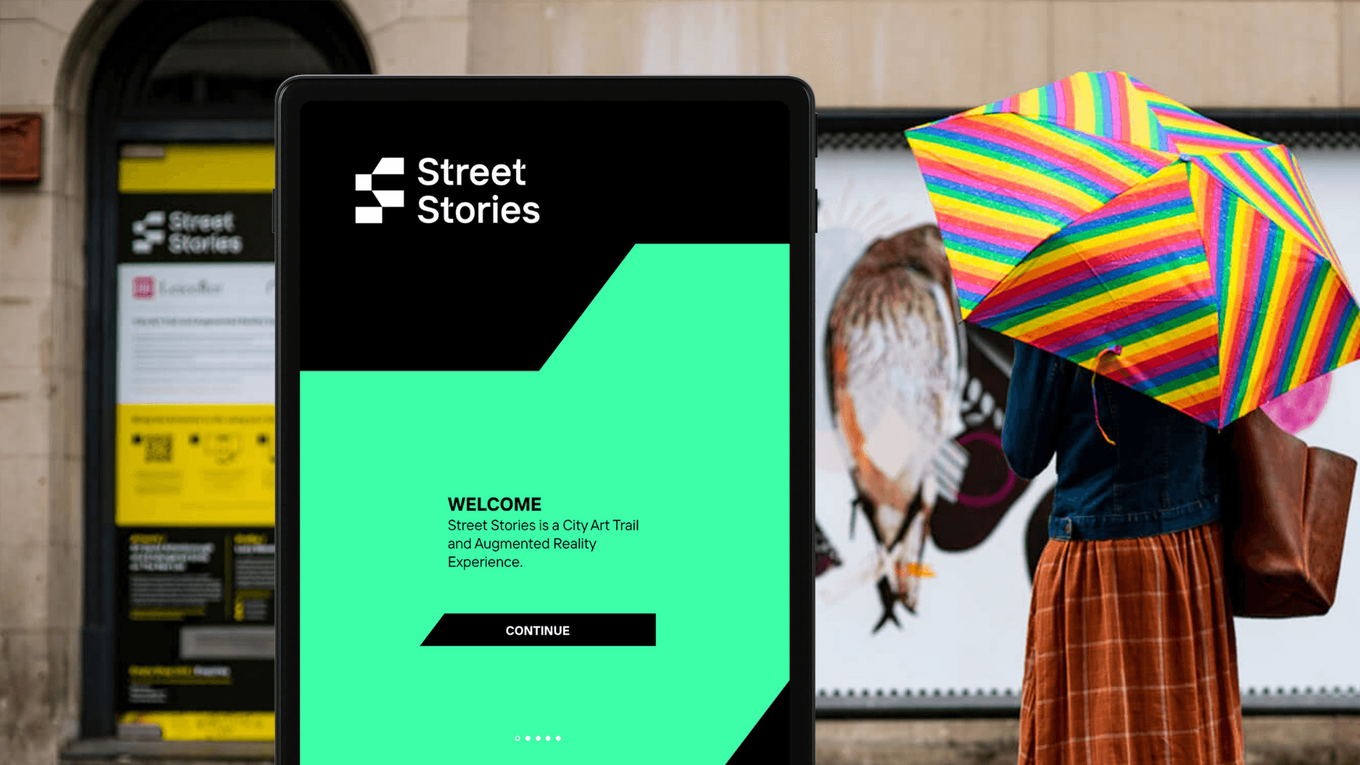 Street Stories AR experience on a mobile phone