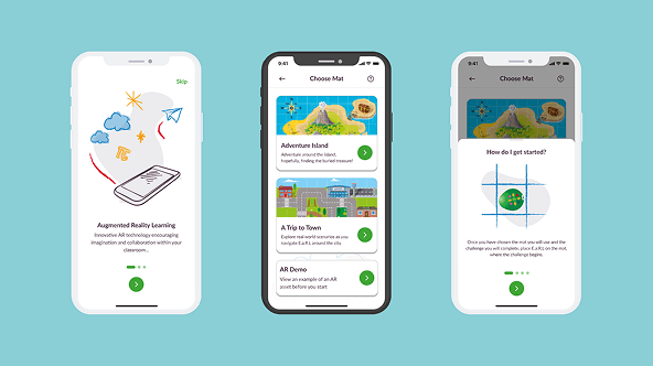 Findel EaRL AR Mobile App screenshots showing AR functionality